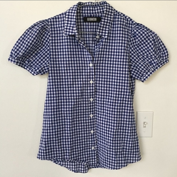 Reformation Vermont Gingham Short Sleeve Top - Picture 6 of 10